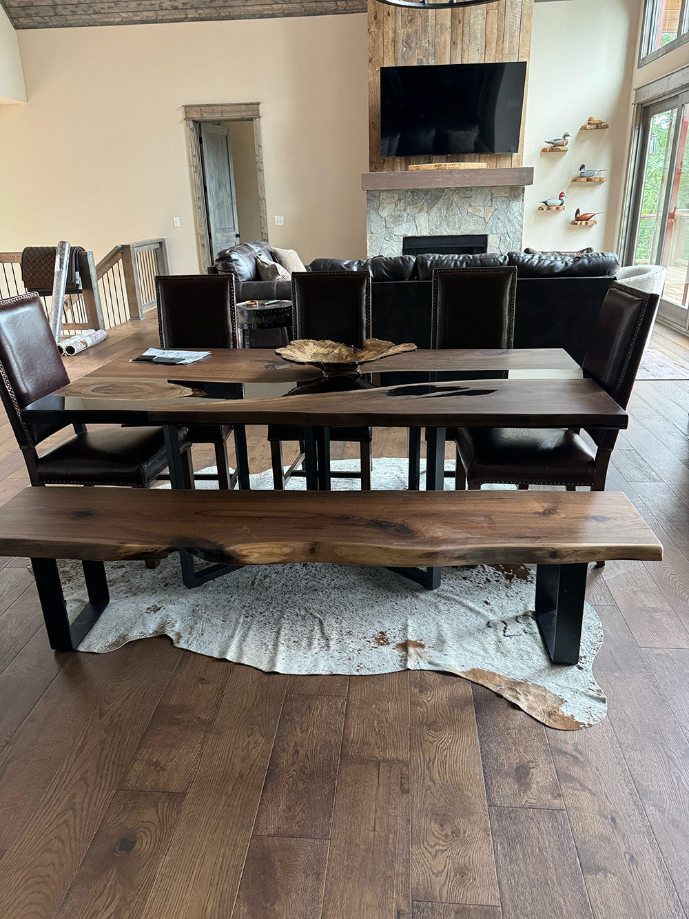 Rustic Elegance Meets Mountain Living: A Custom Black Walnut Epoxy Dining Table in Banner Elk, NC