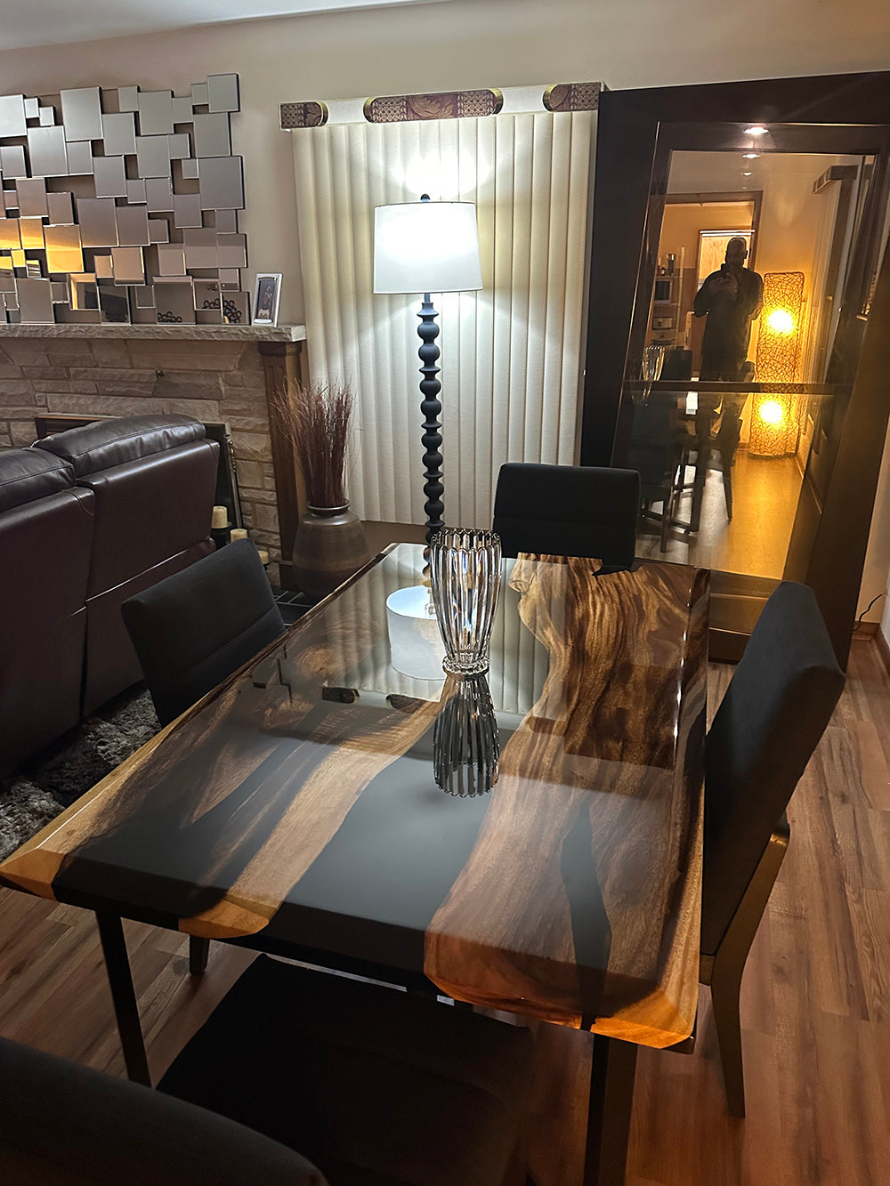 Custom Walnut Epoxy Dining Table by Jerry Yarn in Milwaukee