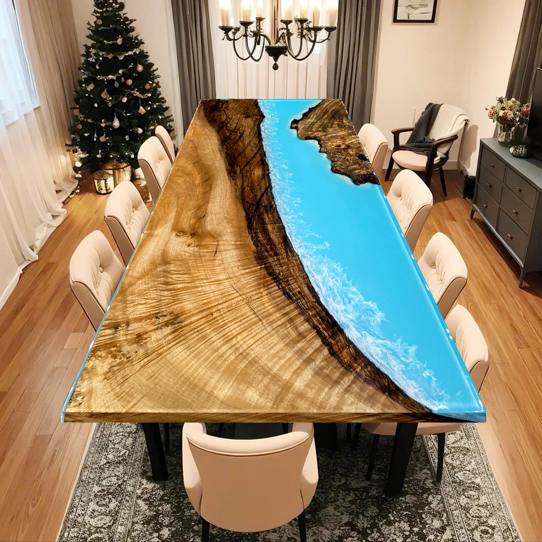 Blue Ocean Seawave Epoxy Table-Kazanahome