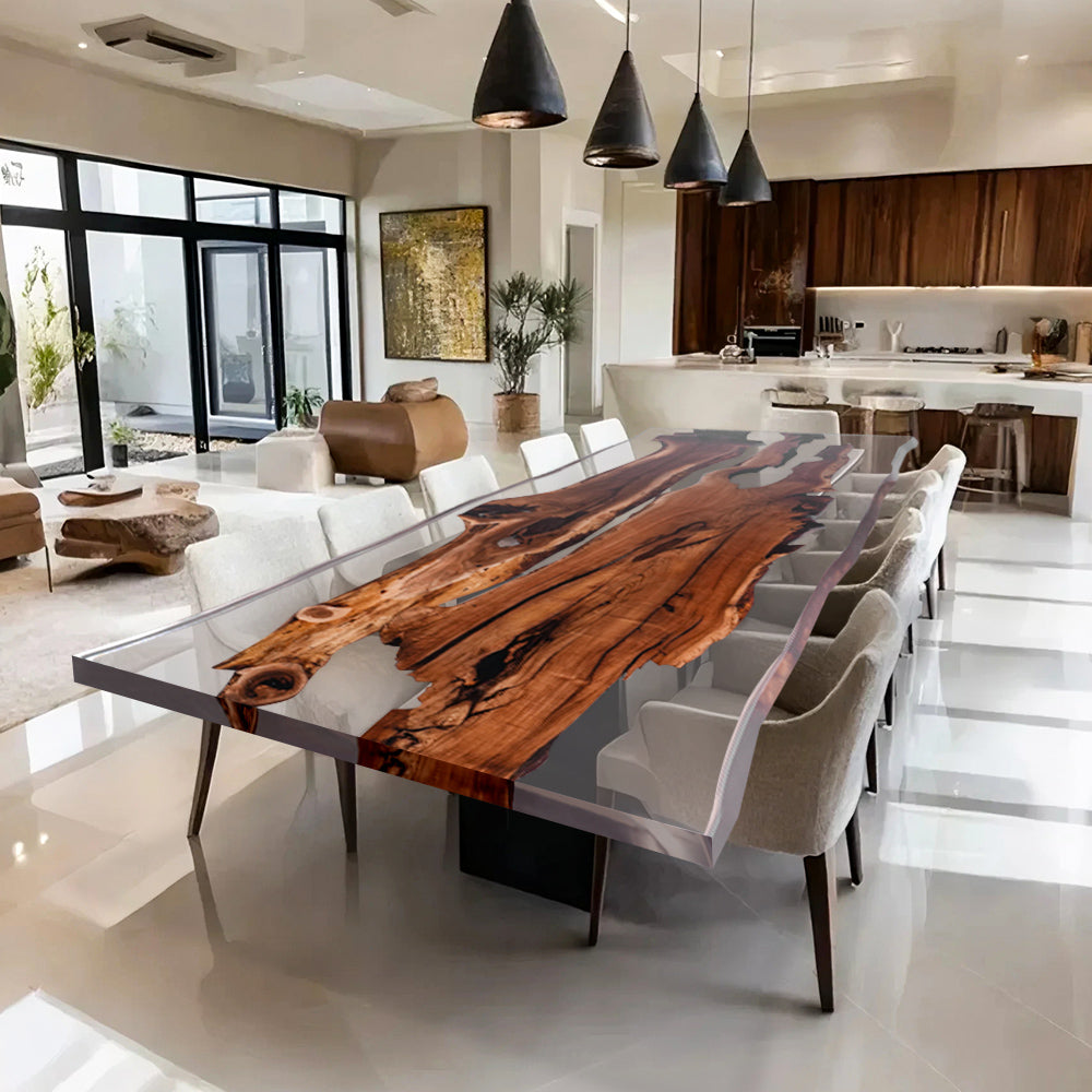 Party Black Walnut Live Edge Epoxy Table - Kazanahome