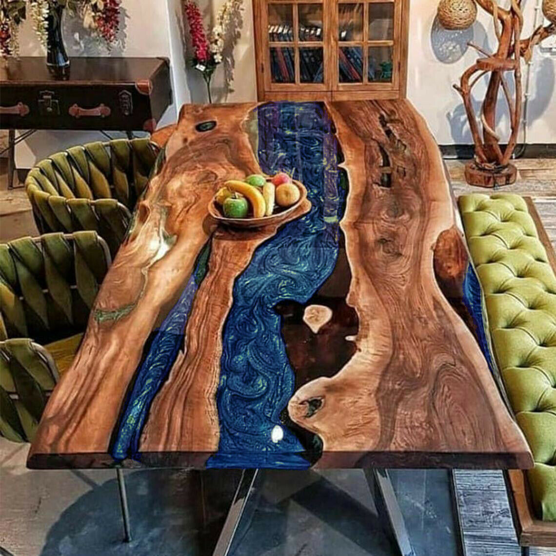 Kazanahome live edge dining table, epoxy table