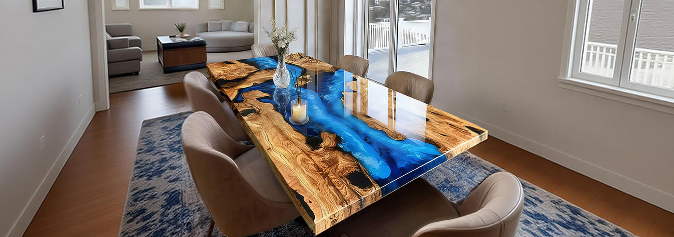 Straight Edge Epoxy Table