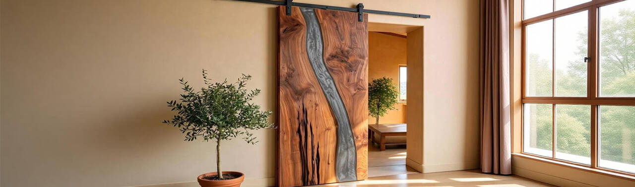 Solid Wood Epoxy Resin Barn Doors