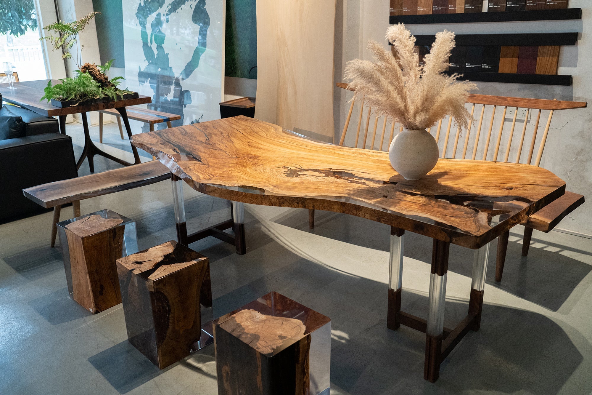 Walnut Wood Resin Epoxy Tables-Kazanahome