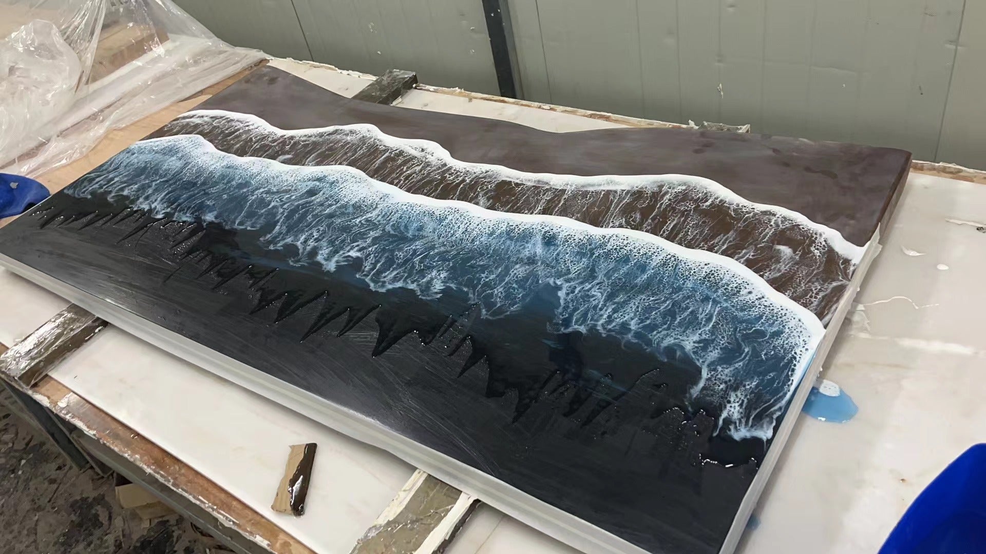 Custom Wave Epoxy Table For Josh