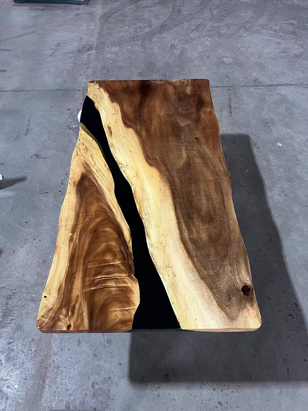 Custom Walnut Epoxy Dining Table, Lamp Tables, Sofa Table Balance $4625 for Ronda