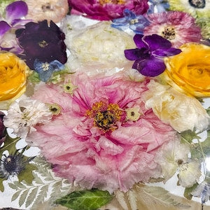 Custom Wood Flower Transparent Round Dining Epoxy Table RT23