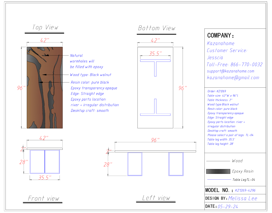 Custom Black Walnut Epoxy Table $1163.9 for Sheetal