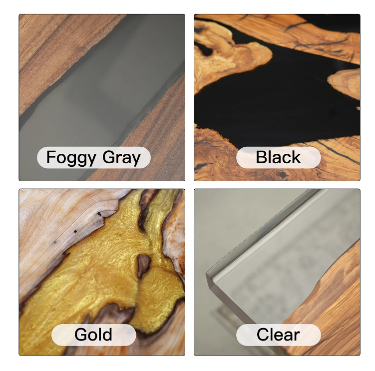 Custom Walnut Blue River Epoxy Live Edge Dining Table With Lighted CTL-01