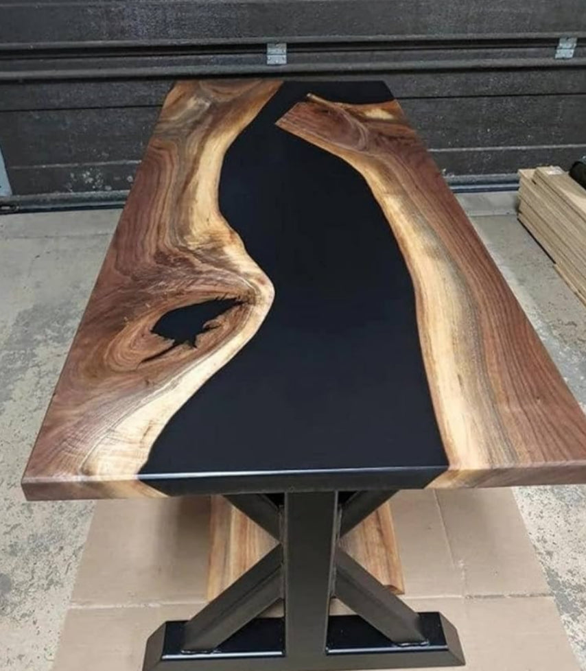 Custom Black Walnut Epoxy RIver Table for Anna