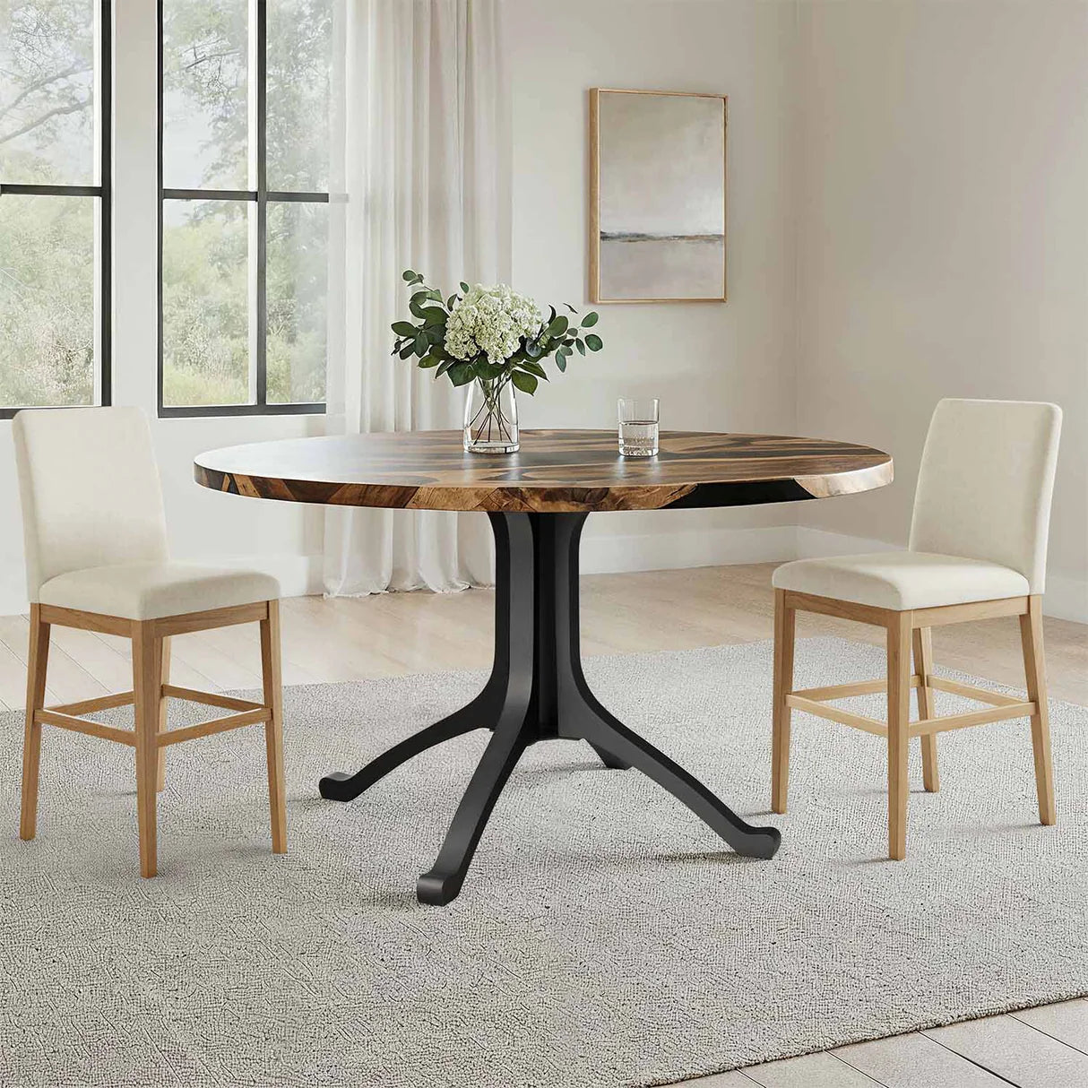 4-Piece Base Set Minimalist Design Metal Table Base 28" H for Round Table Tops