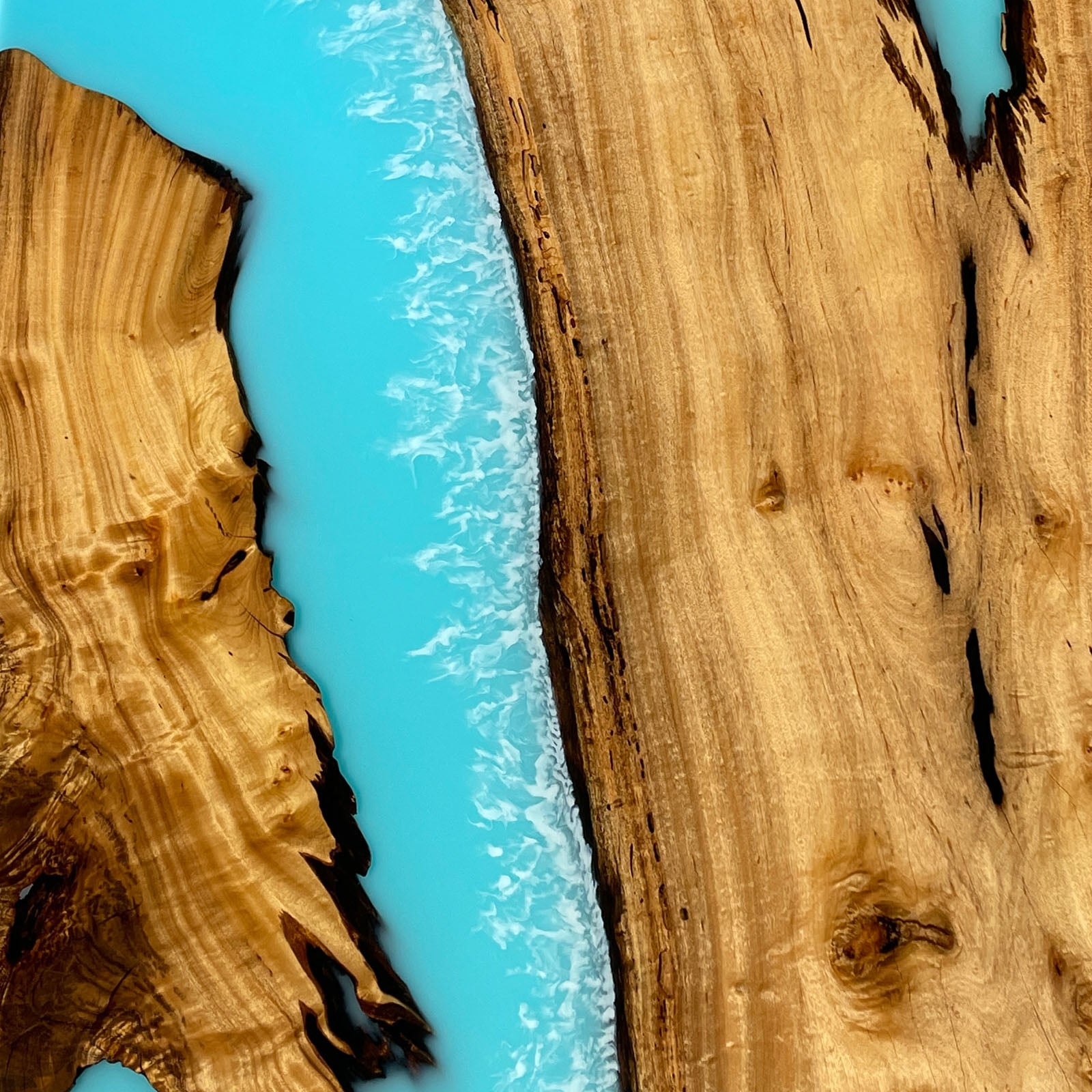 KAZANAHOME Golden Camphor Wood Coastal Wave Epoxy Table 47"W×80"L