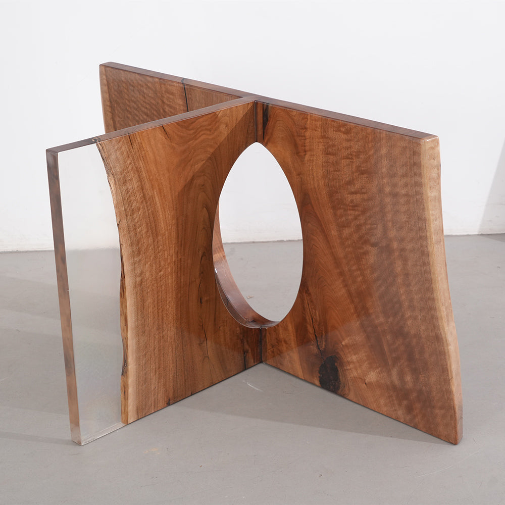 Kazanahome Wood Clear Epoxy Table Legs/Bases in Stock 47.24"W × 28"H