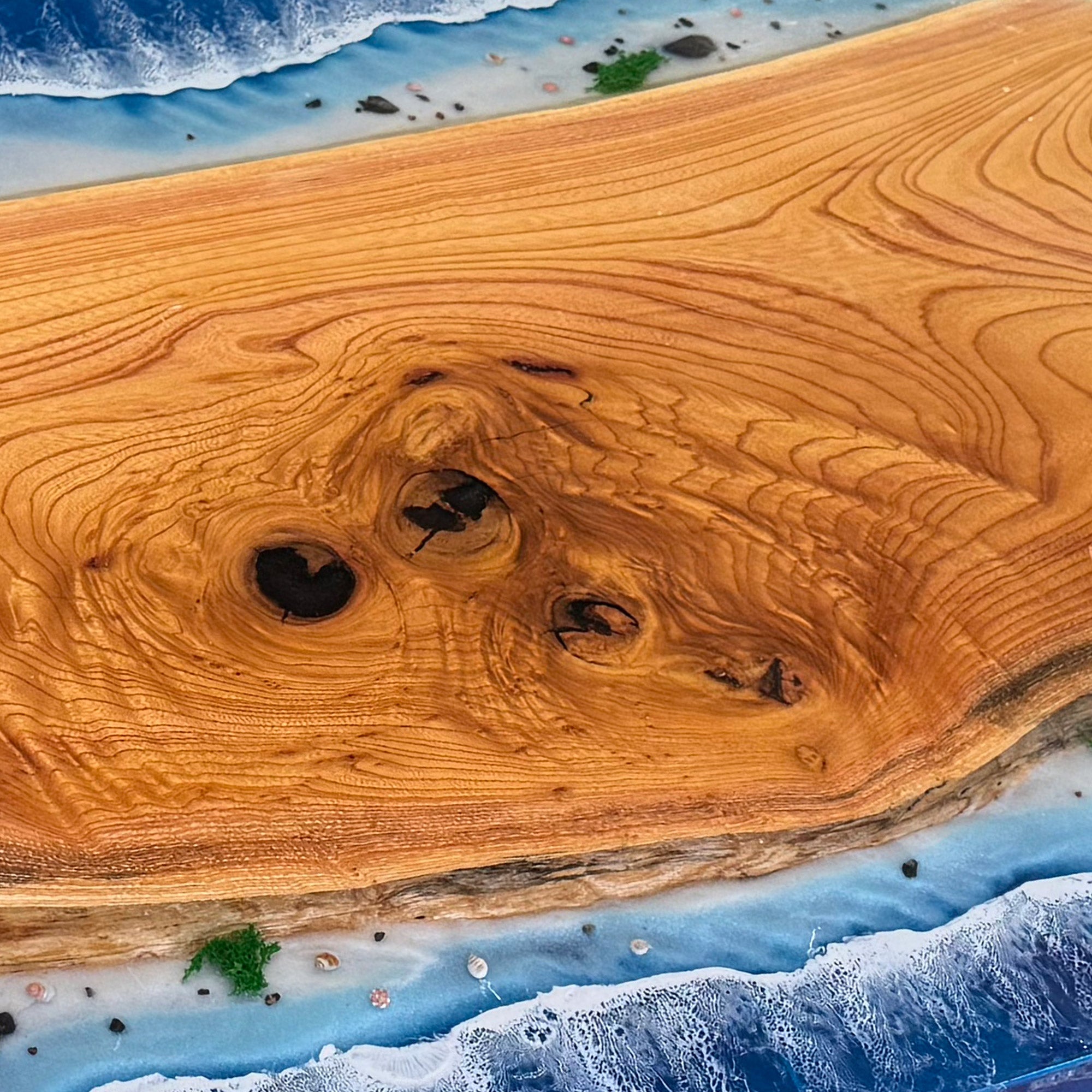 Beech Wood Ocean Wave Edge Epoxy Tables in Tampa