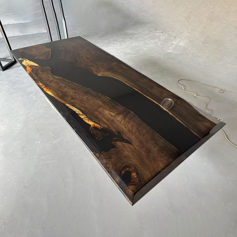 Stained Black Walnut Epoxy Table