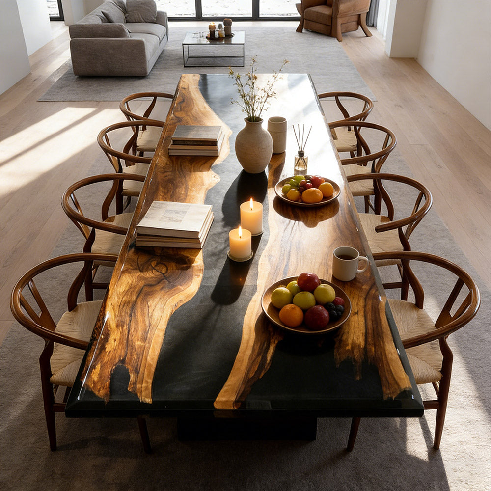 Black Walnut Black River Resin Epoxy Table in Los Angeles