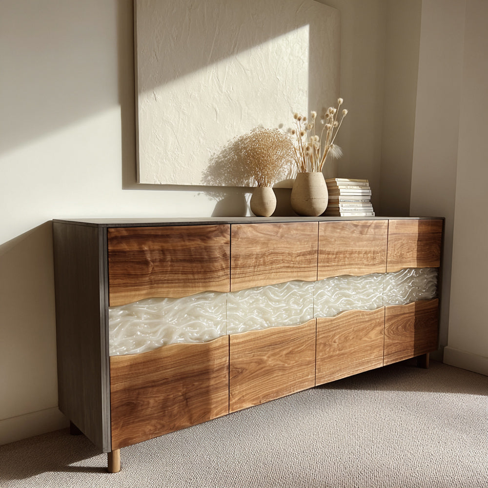 Epoxy_Credenza_Pearls_White_Epoxy_Sideboards_for_Living_Room_Office in San Jose