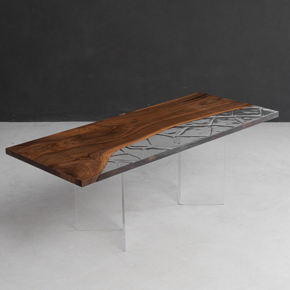 Kazanahome Black Walnut Epoxy Dining Table