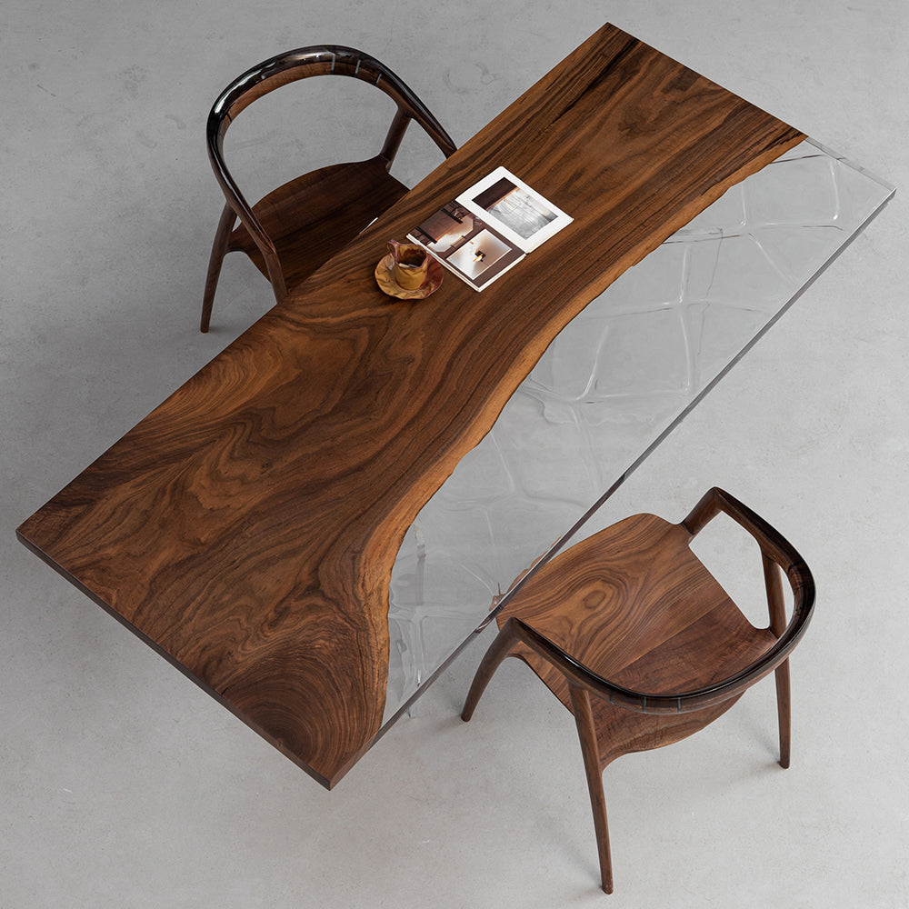 Clear Epoxy Table Black Walnut