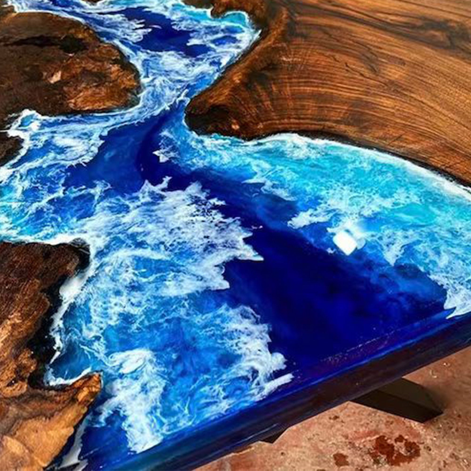 Custom Black Walnut Epoxy Table in Florida