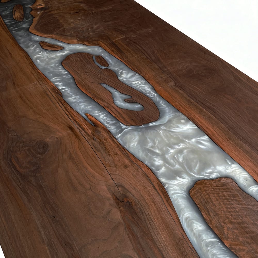 Wood River Waterfall Epoxy Tables in Los Angeles