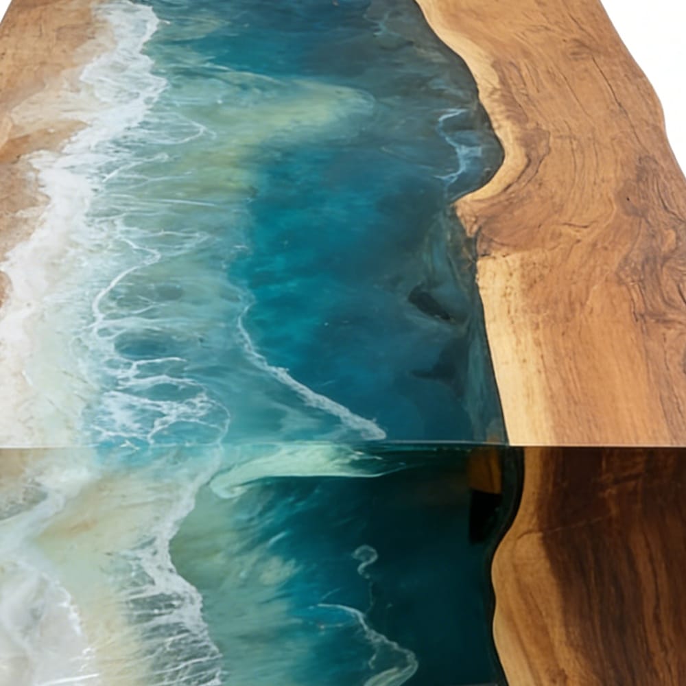Waterfall Ocean Wave Epoxy Tables in Malibu