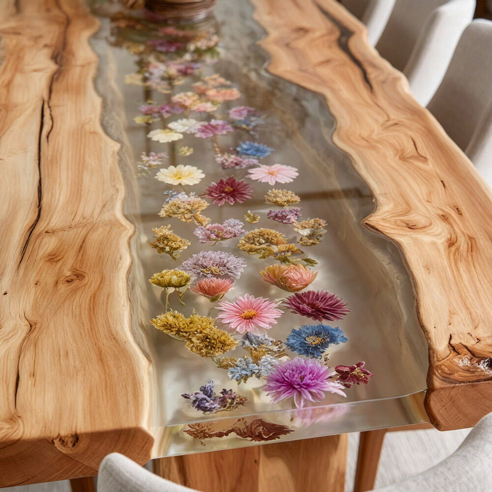 Olive Wood Epoxy Table for Fine Dining Rooms KCT101 in Hamptons