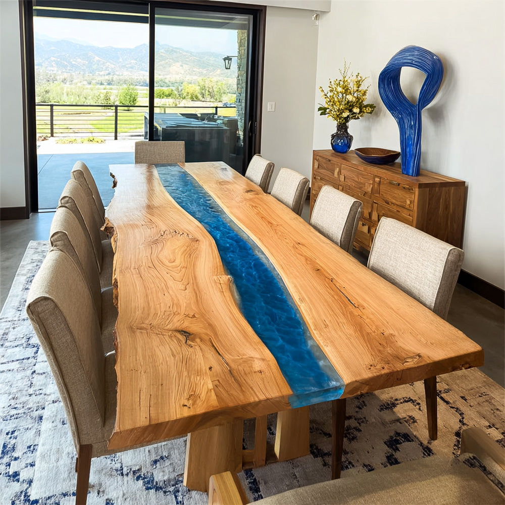 Ash Wood Live Edge Epoxy Table for Dining Areas in Las Vegas