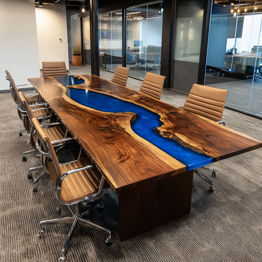 Commanding Black Walnut Blue Epoxy Table in Washington D.C.