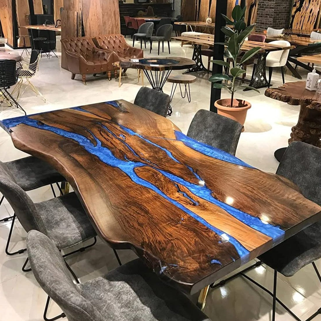 Black Walnut Epoxy Resin Wood Table - Kazanahome