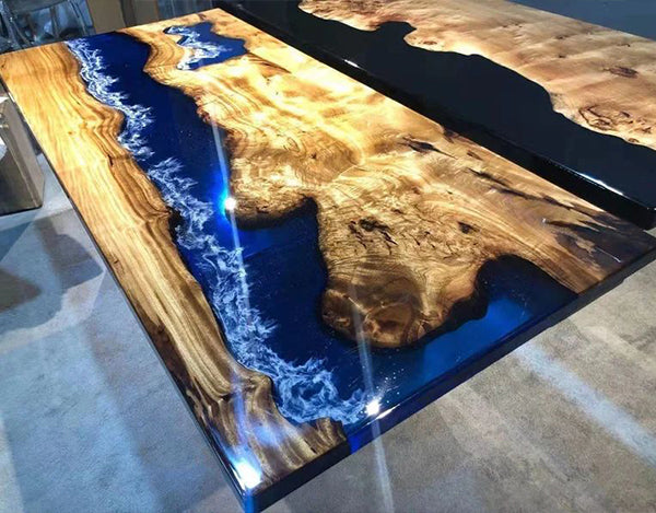 Custom Epoxy Walnut Slab Dining Table KCT16