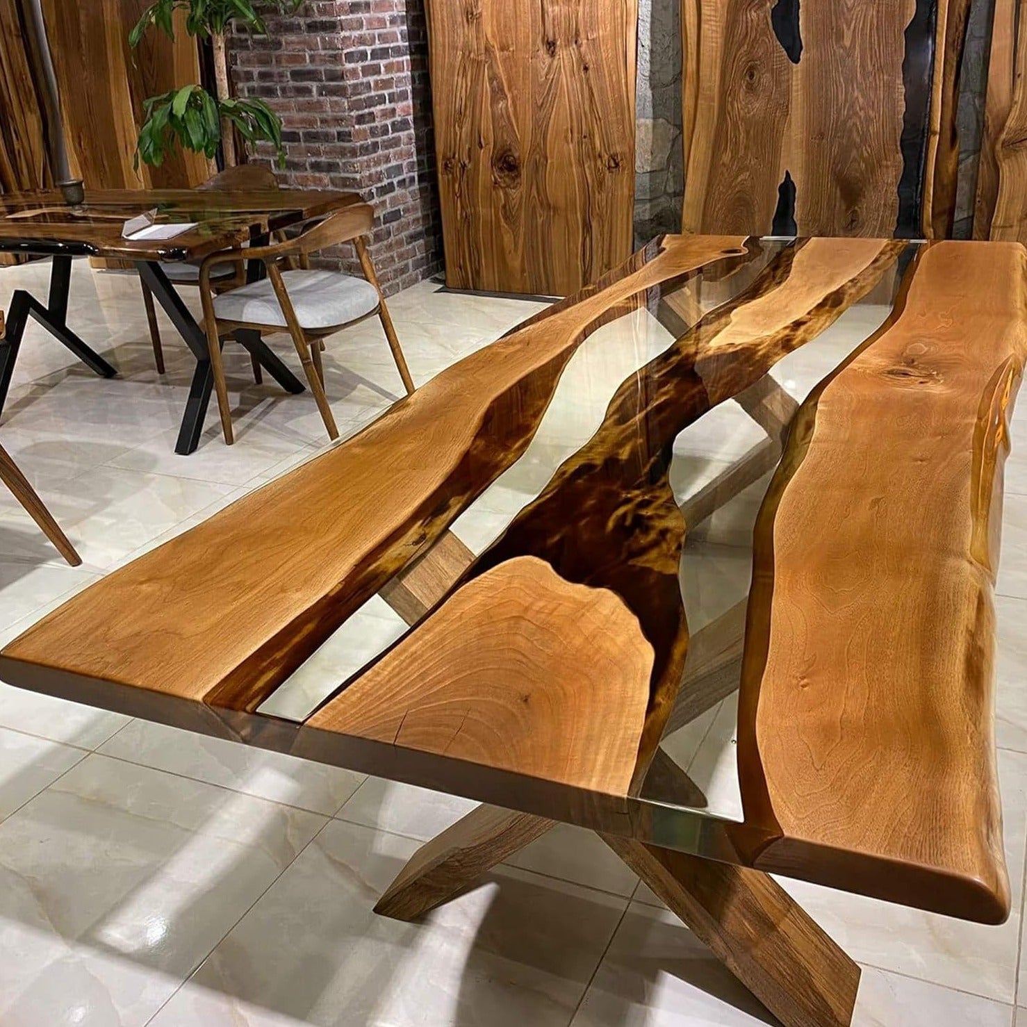 Live Edge Wood Epoxy Table - Kazanahome