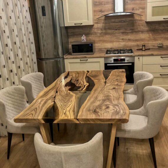 Custom Modern Ash Epoxy River Table Dining Table KCT13