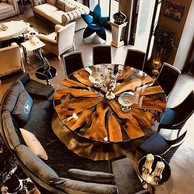 Custom Walnut Epoxy Round Table Balance $4,092.84 for Daniel