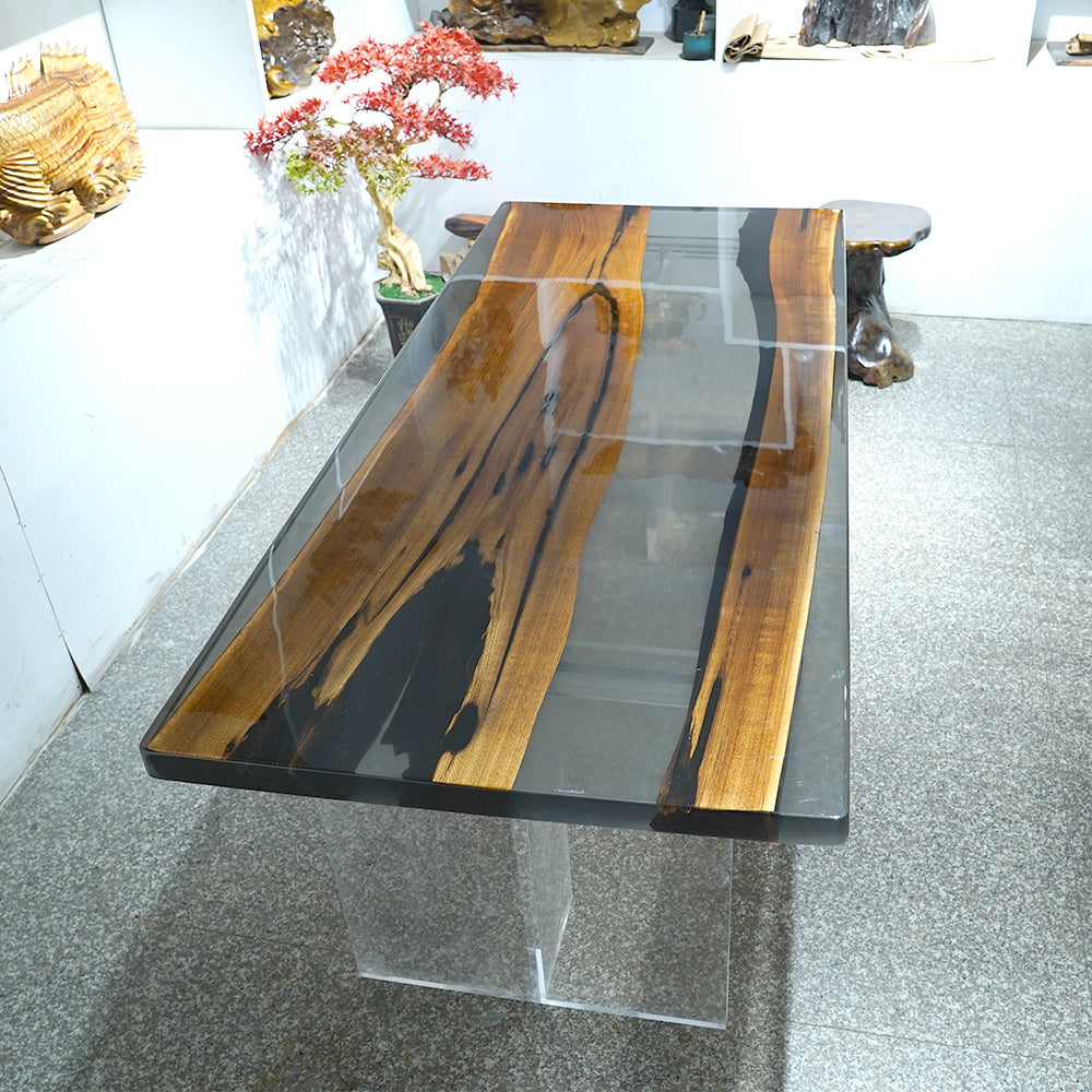Custom Walnut Epoxy Live Edge Dining Table CT43