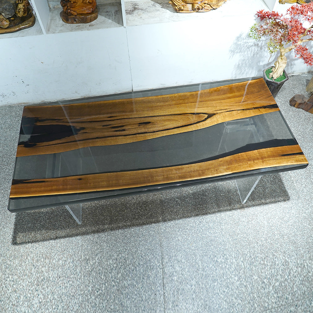 Custom Walnut Epoxy Live Edge Dining Table CT43