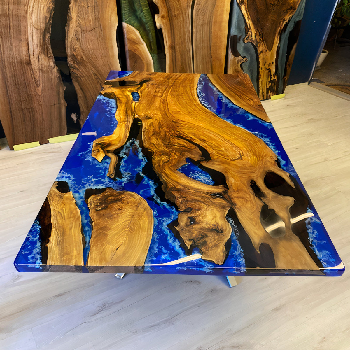 Custom CT17 Walnut Ocean Live edge Epoxy Dining Table