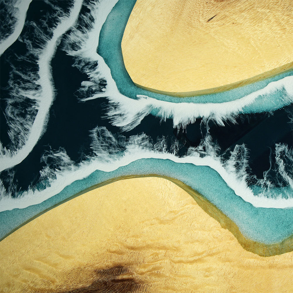Walnut Ocean Wave Epoxy Resin Tables in Florida