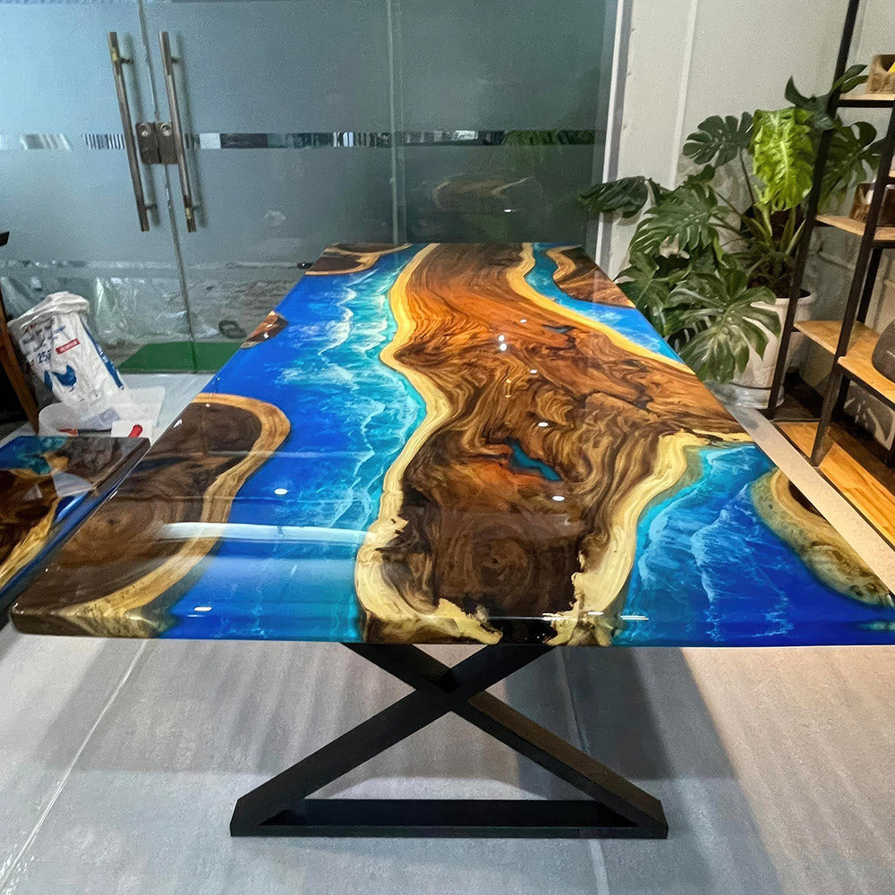 Ocean Wave Epoxy Resin Table - kazanahome