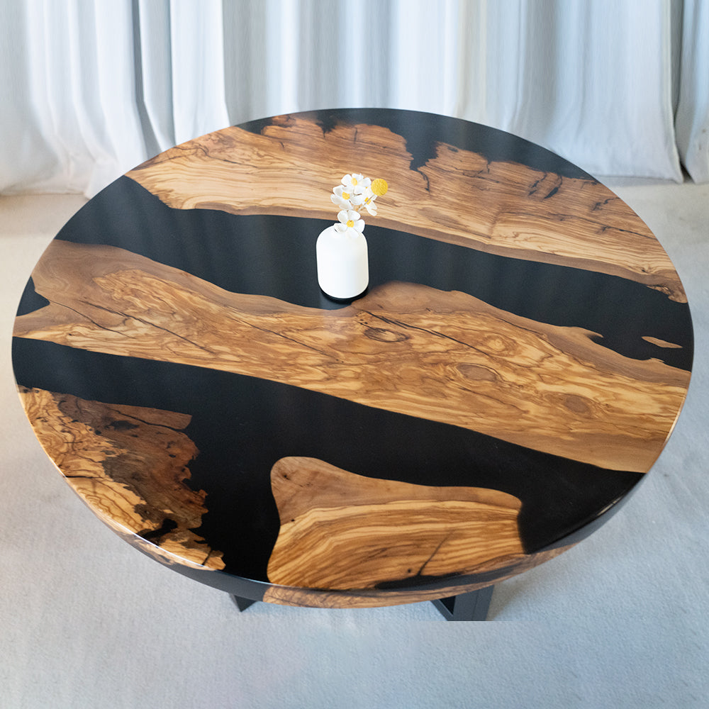 Custom Wood Epoxy Round Table River Coffee Table RT06