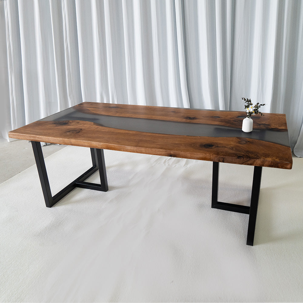 Custom Black Walnut Epoxy River Table KCT19 For Erik