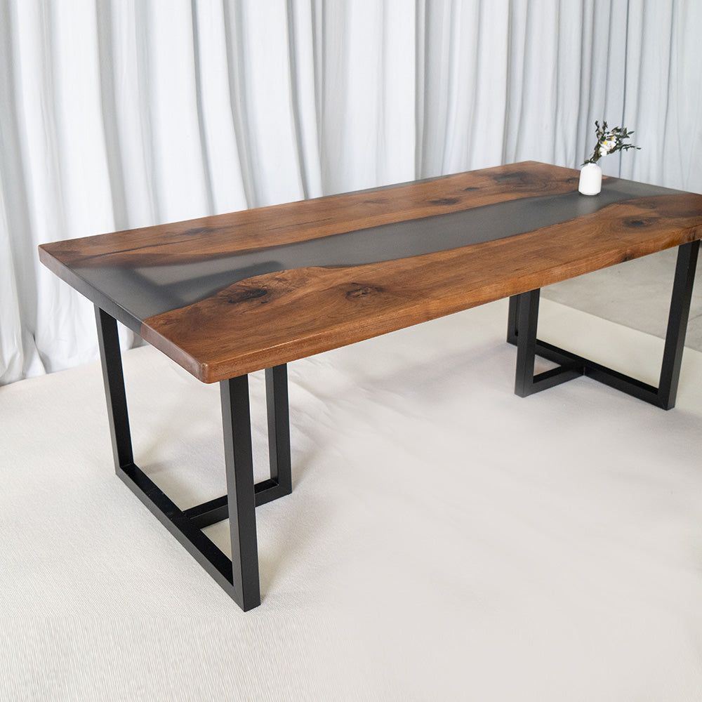 Custom Black Walnut Epoxy River Table KCT19 For Erik
