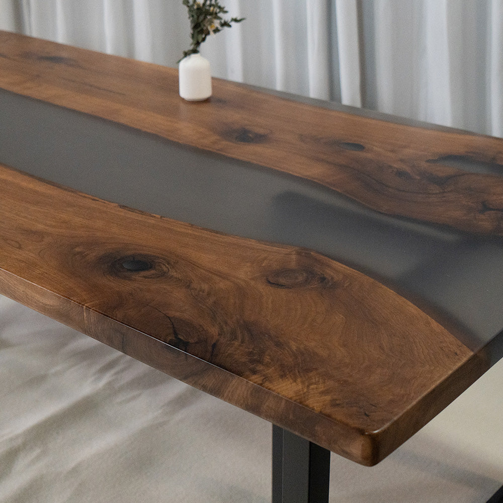 Custom Black Walnut Epoxy River Table KCT19 For Erik