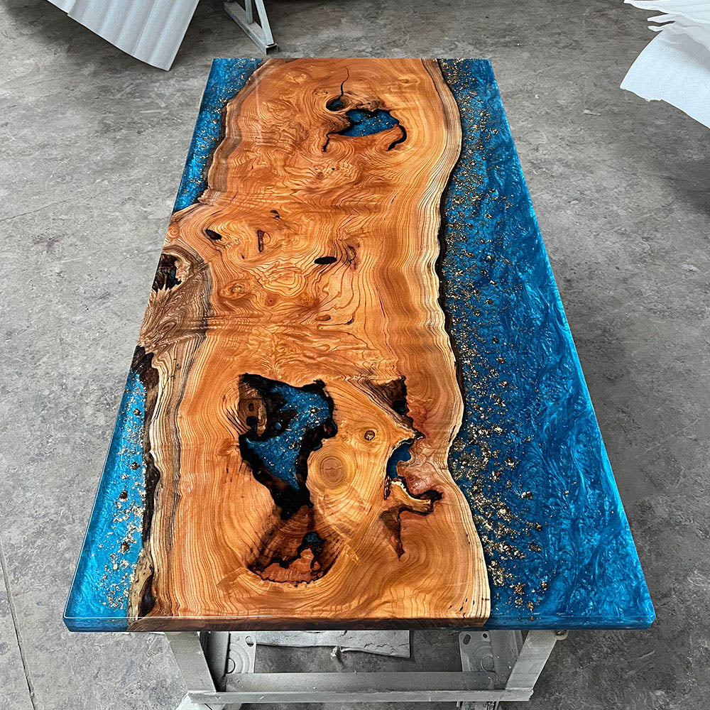 Beech Wood Blue Galaxy Epoxy Table in Seattle