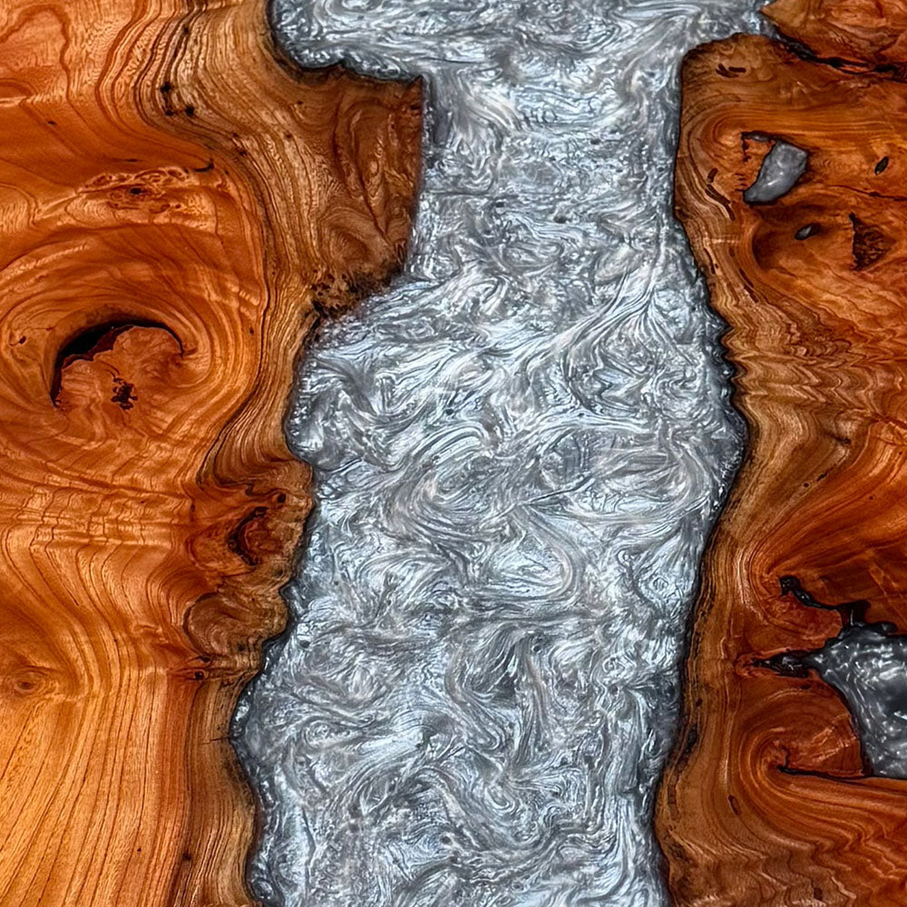Custom Beech Wood River Epoxy Table in Chicago