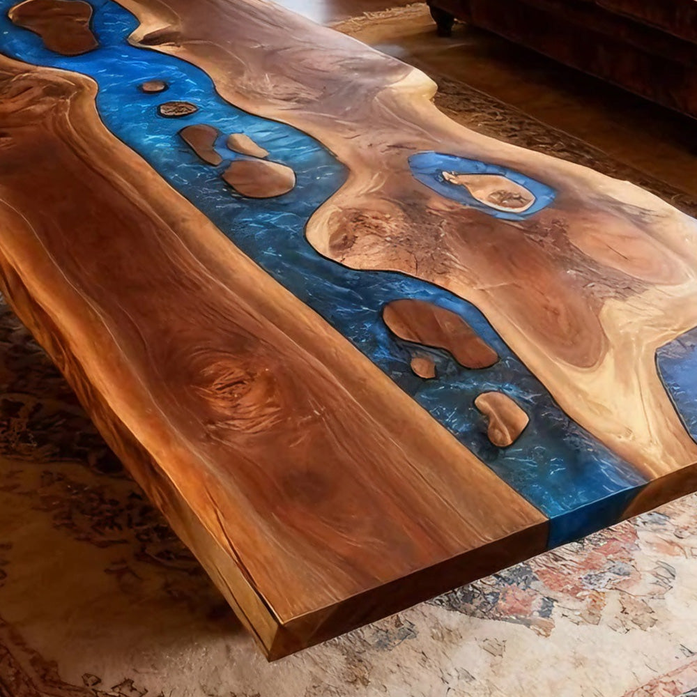 Black Walnut Live Edge River Conference Epoxy Table in Chicago