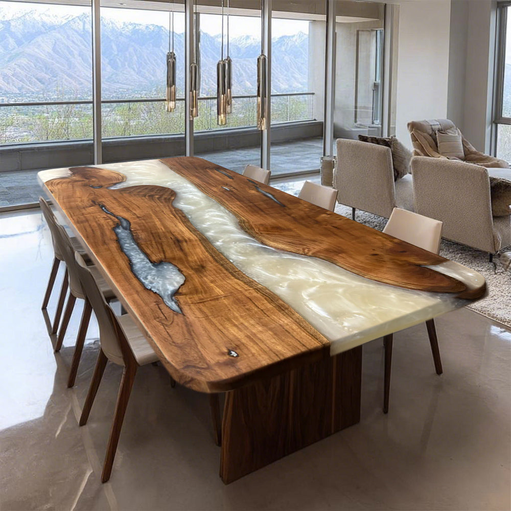 Pearl White Epoxy Table