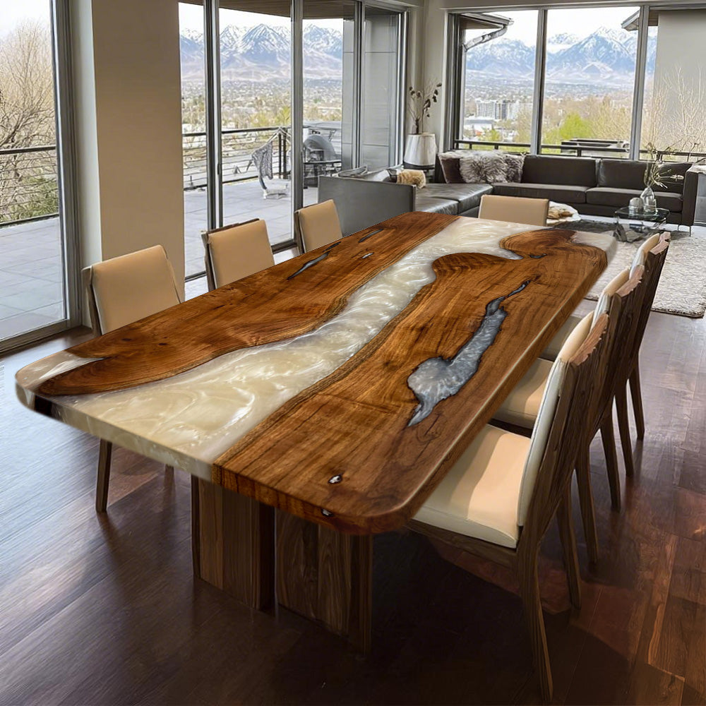 Black Walnut Epoxy Table WET01 in Boston