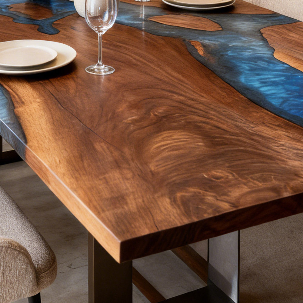 Wood Blue Resin Conference Epoxy Table in Seattle