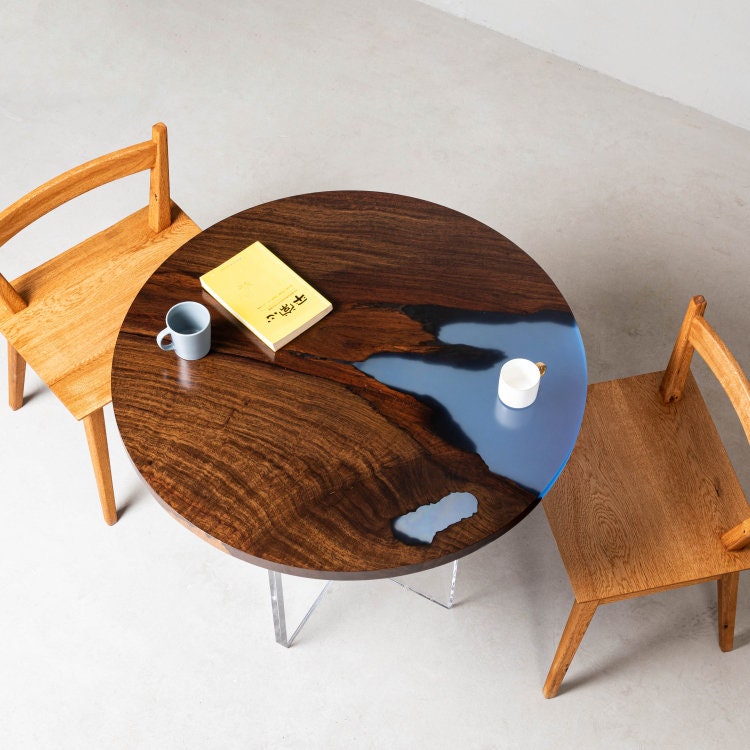 Custom Wood Round Resin Epoxy Table in Austin